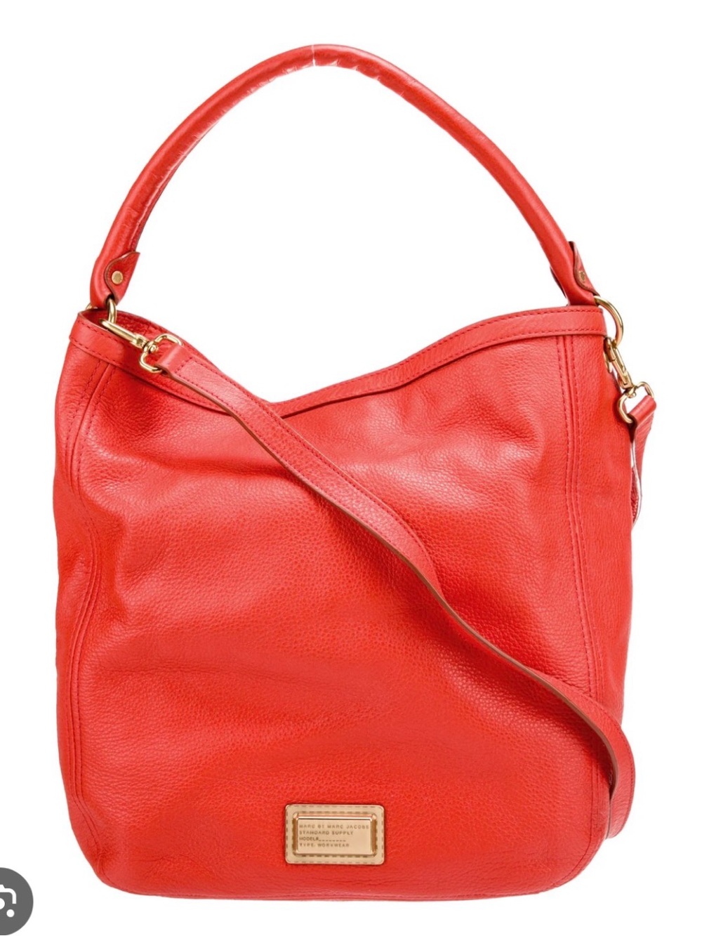 RETIRED Marc by Marc Jacobs Take Your Marc Bold Coral Leather Hobo Crossbody